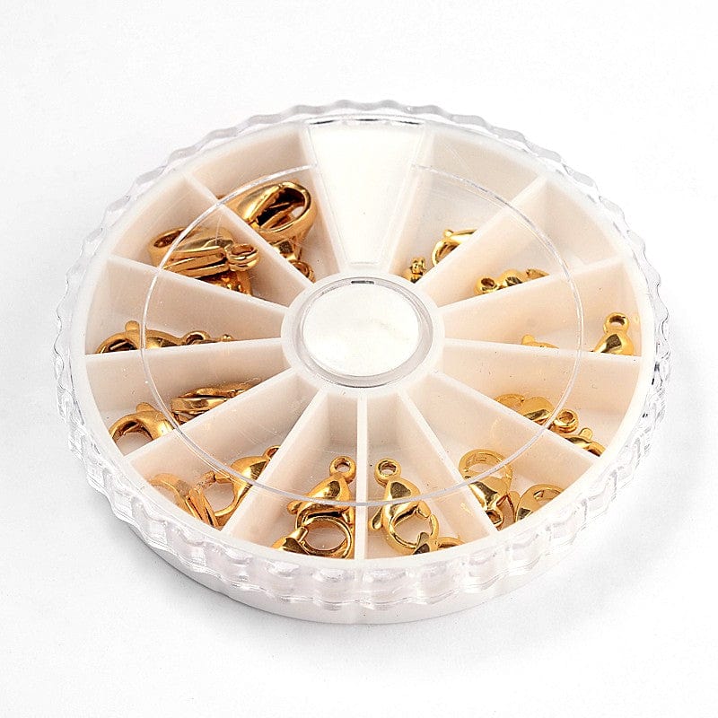 DIY Sæt Med Assorteret Karabin Låse – Forgyldt Stål, 24 stk - Uniq Perler - 113733