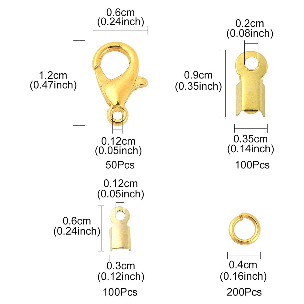 DIY Sæt Med Karabin Låse, Endestykker Og O - ringe – Forgyldt, 450 dele - Uniq Perler - 115204