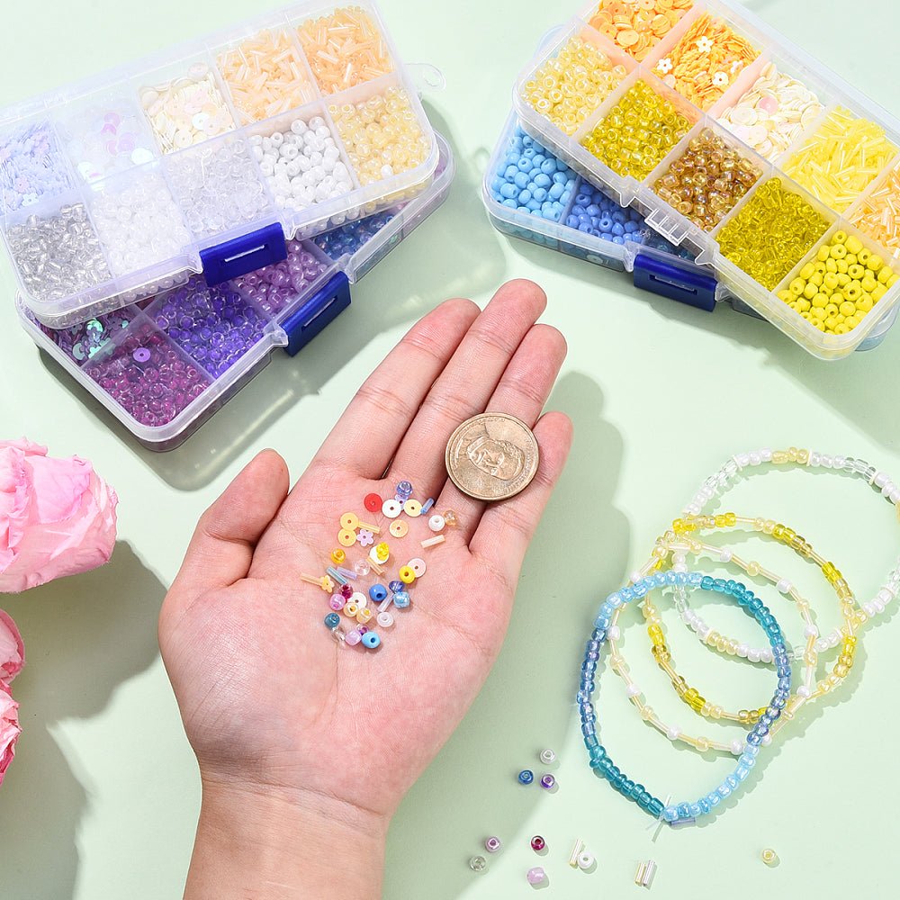 DIY Sæt Med Pailletter Og Seed Beads – Beige (4~6x1,4~5mm) - Uniq Perler - 125778