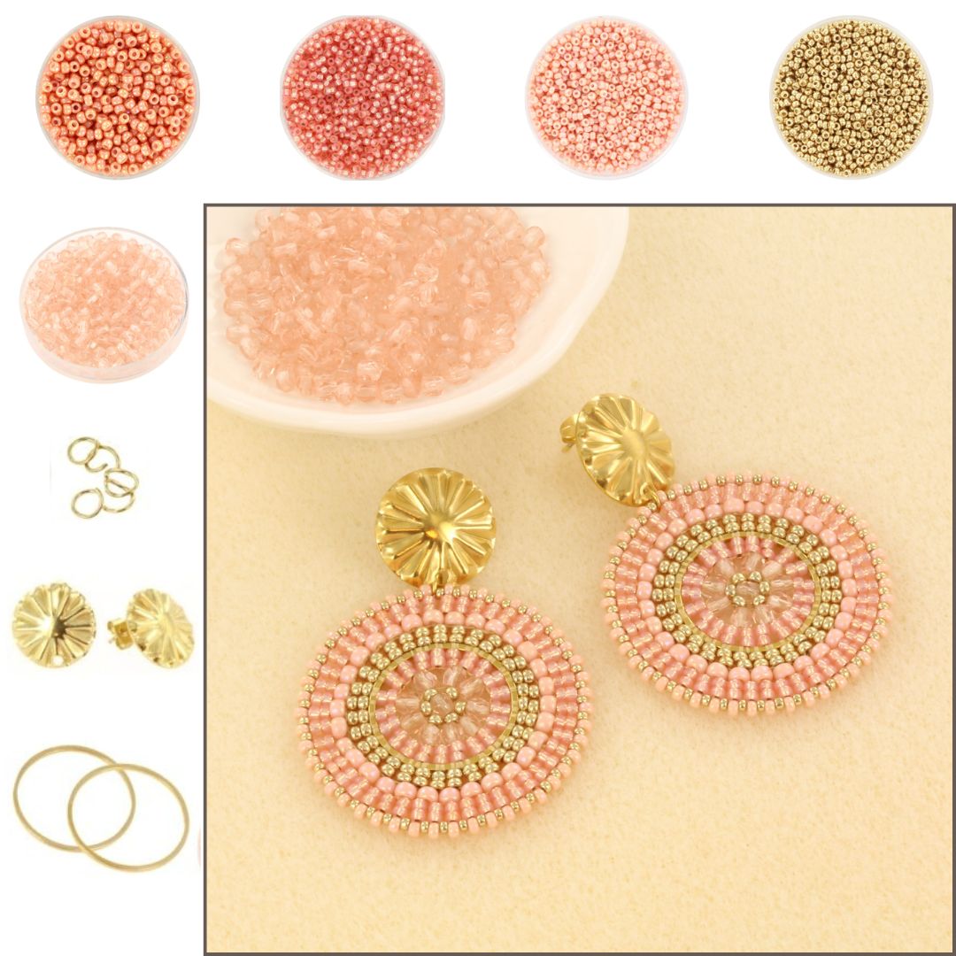 DIY Set – Runde Ohrringe im Brick Stitch (ca. 4 cm) - Uniq Perler -