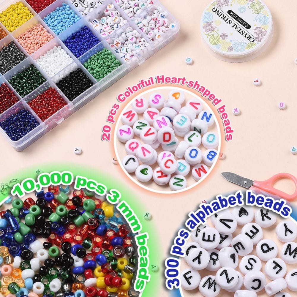DIY Smykkesæt – 16 Farver Seed Beads & Bogstavperler - Uniq Perler - 0000007462