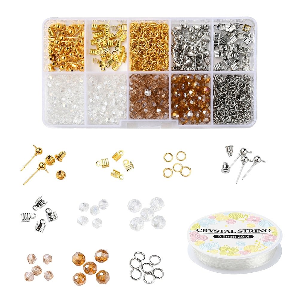 DIY Jewelry Set – Glass Bicone Beads + Materials + Elastic Thread (Mix Colors) - Uniq Perler -