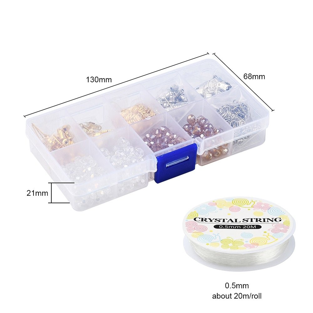 DIY Jewelry Set – Glass Bicone Beads + Materials + Elastic Thread (Mix Colors) - Uniq Perler -