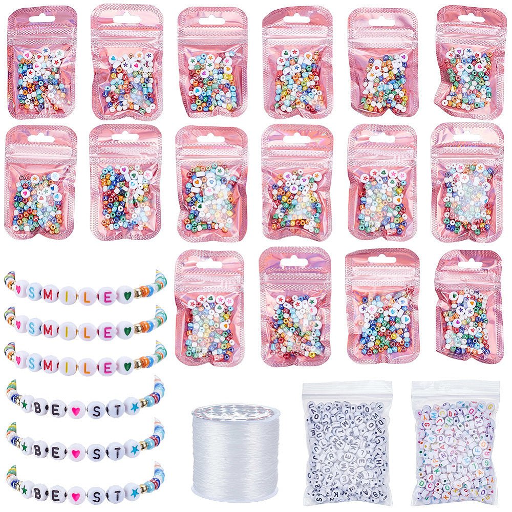DIY Smykkesæt Med Perler Og Elastiksnor – Farve Mix - Uniq Perler - 118589