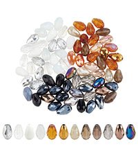 Dråbeformede Glasperler – Farve Mix, Facetterede (15,8x9,5mm)75 stk. - Uniq Perler - 123167