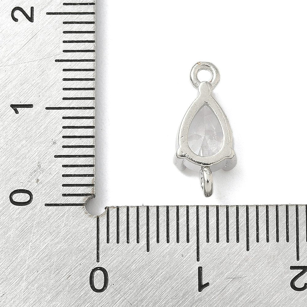 Dråbeformede Mellemled Med Klar Zirkonia – Langtidsholdbar 18K Forgyldt Messing (14x6,5x4,5mm) 2 stk. - Uniq Perler - 126145