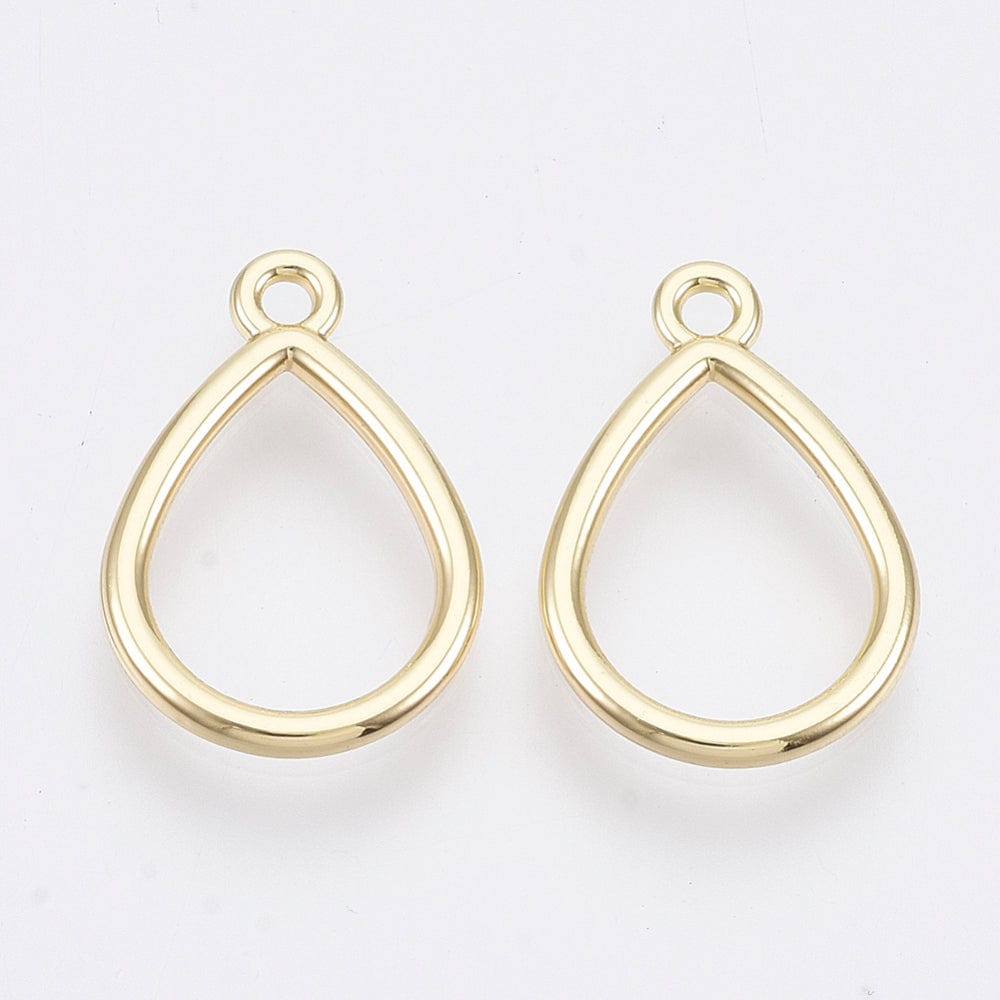 Dråbe Vedhæng, Forgyldt, 17x12mm, (6 stk.) - Uniq Perler - 112847