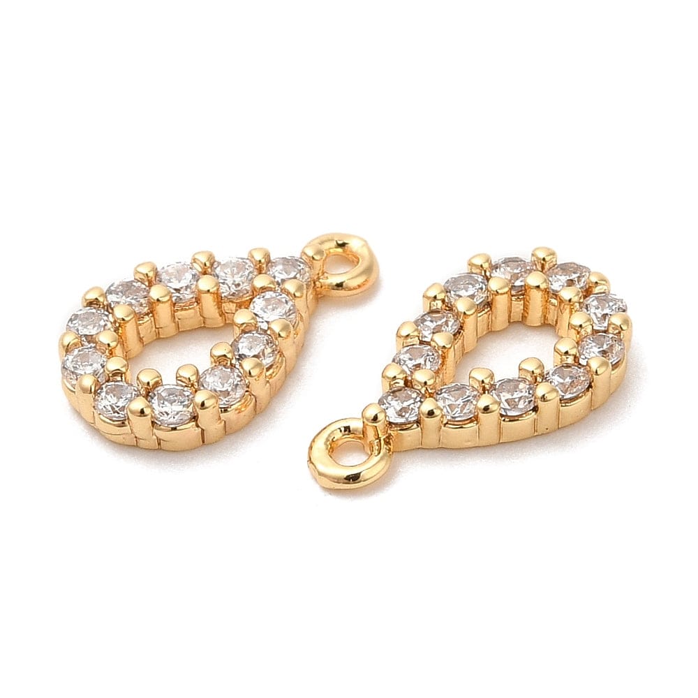Dråbe Vedhæng Med Klare Zirkonia Sten, 18K Forgyldt, 11x6x2mm - Uniq Perler - 1111489979