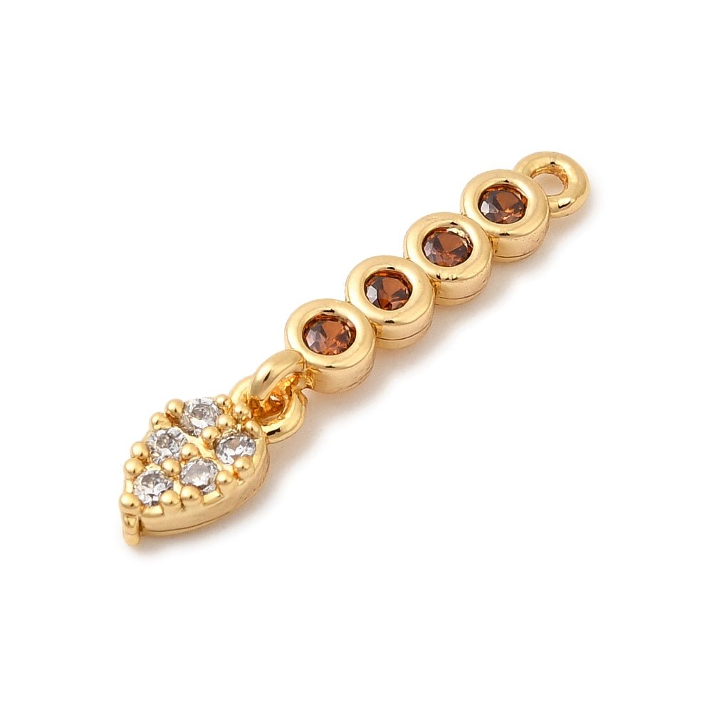 Dråbe vedhæng, Orange Zirkonia sten, 18K forgyldt (4x23x3mm) - Uniq Perler -