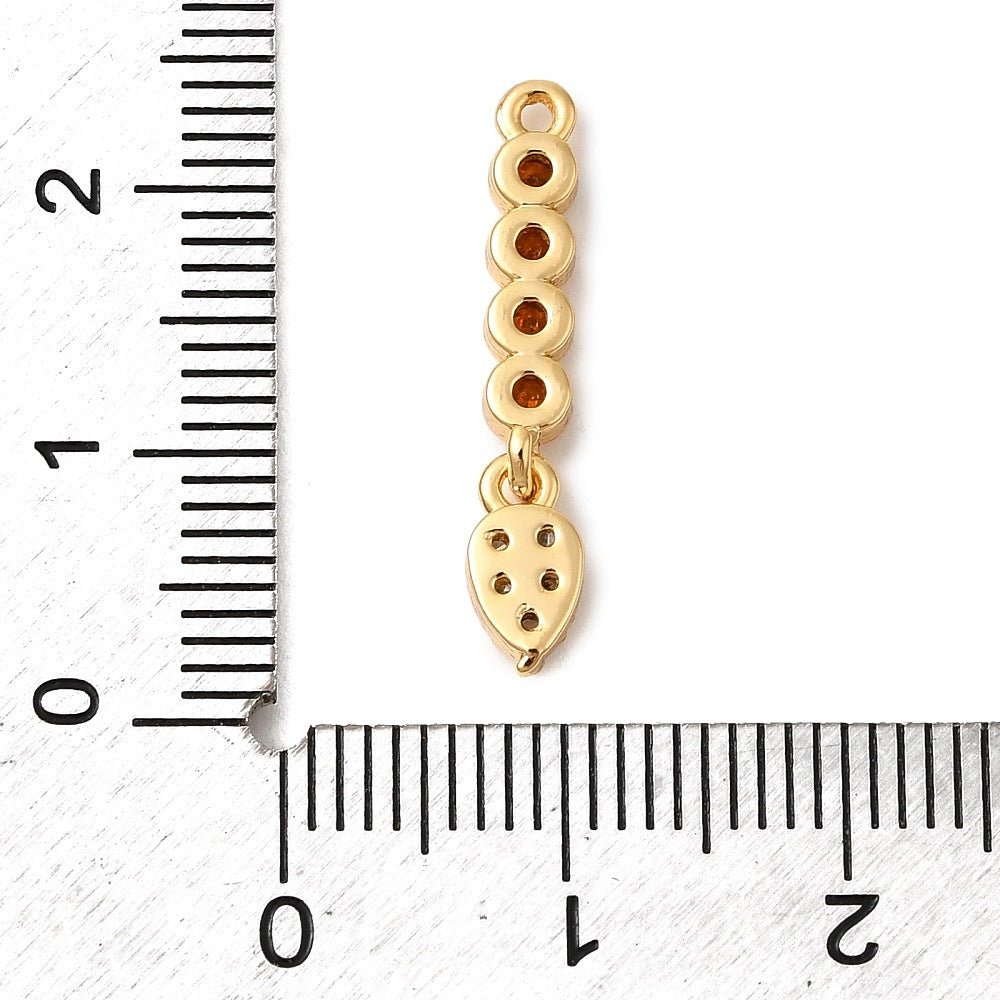 Dråbe vedhæng, Orange Zirkonia sten, 18K forgyldt (4x23x3mm) - Uniq Perler -