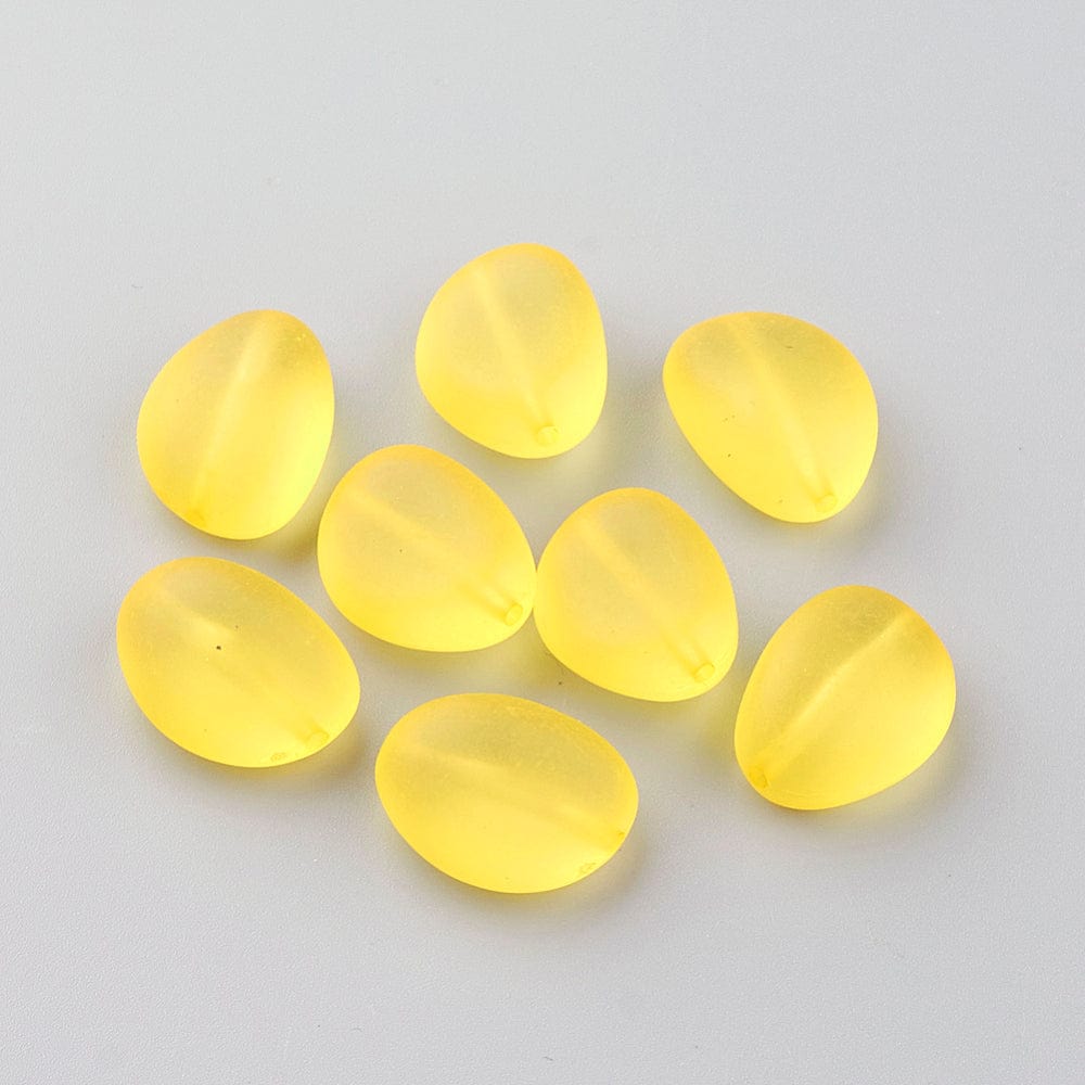 Dråbeformede Akryl Perler - Mix Farver, Frostet (18x13,5mm) 100g - Uniq Perler - 115752