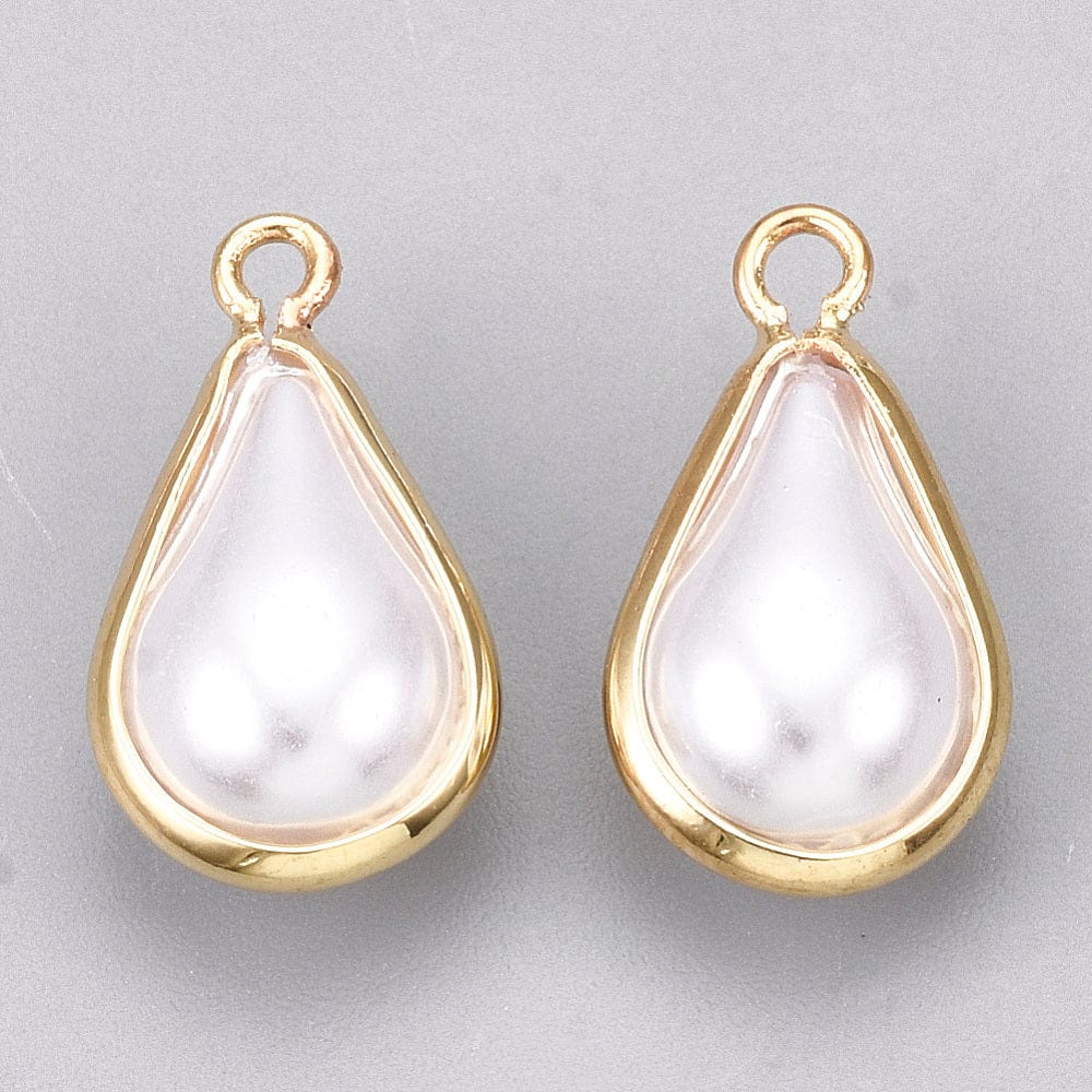 Dråbeformet Akryl Vedhæng, Hvid, 4 Stk - Uniq Perler - 328484