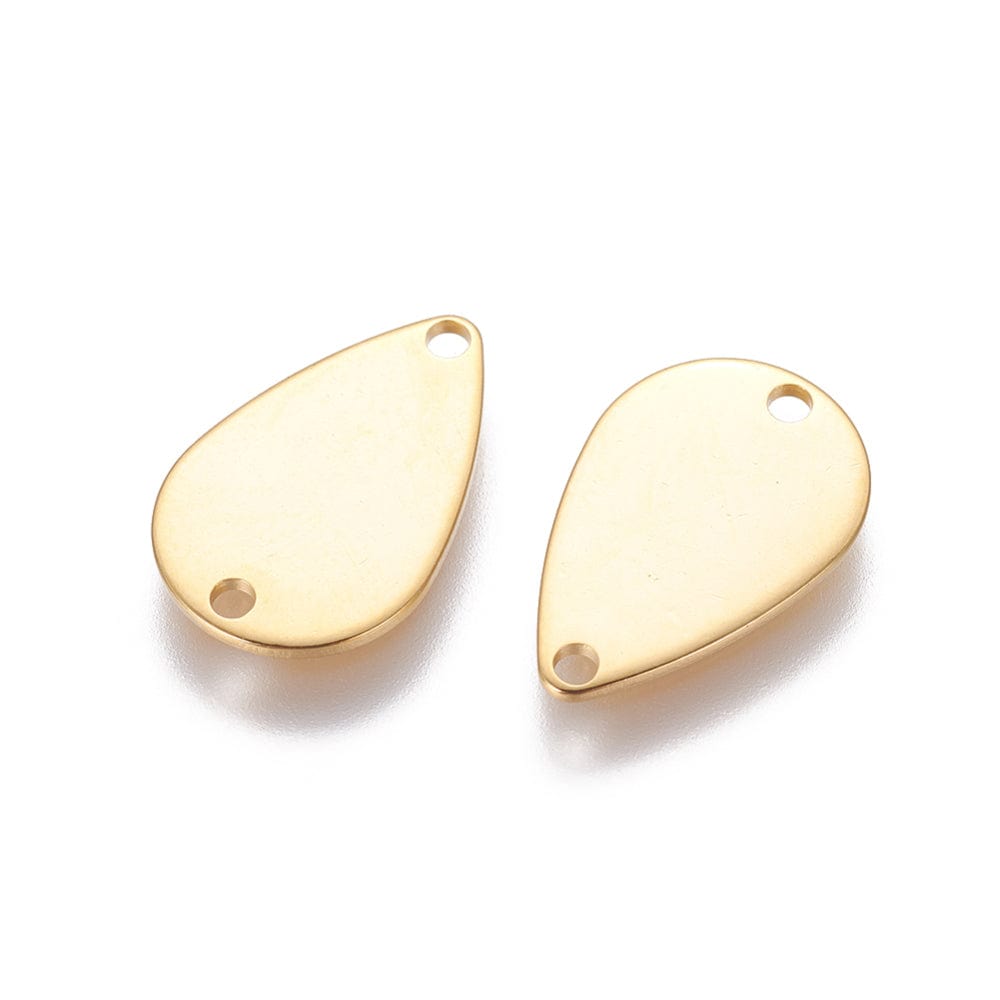 Dråbeformet Mellemled, Forgyldt Stål, 15x10x1mm, 6 Stk - Uniq Perler - 123727283