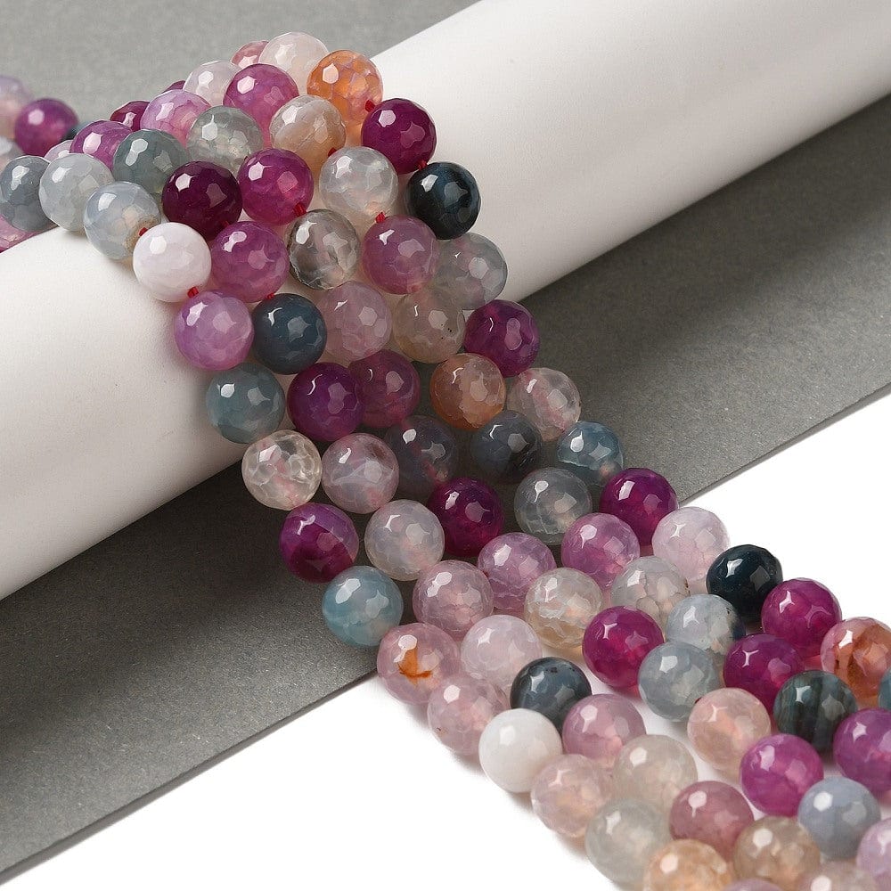 Dragon Vein Agat – Farve Mix, Facetteret (8mm) - Uniq Perler - 114119