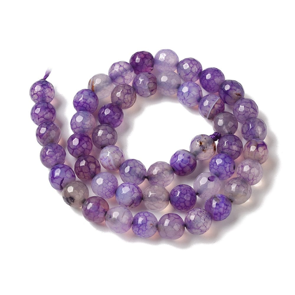 Dragon Vein Agat – Lilla, Facetteret (8mm) - Uniq Perler - 114285