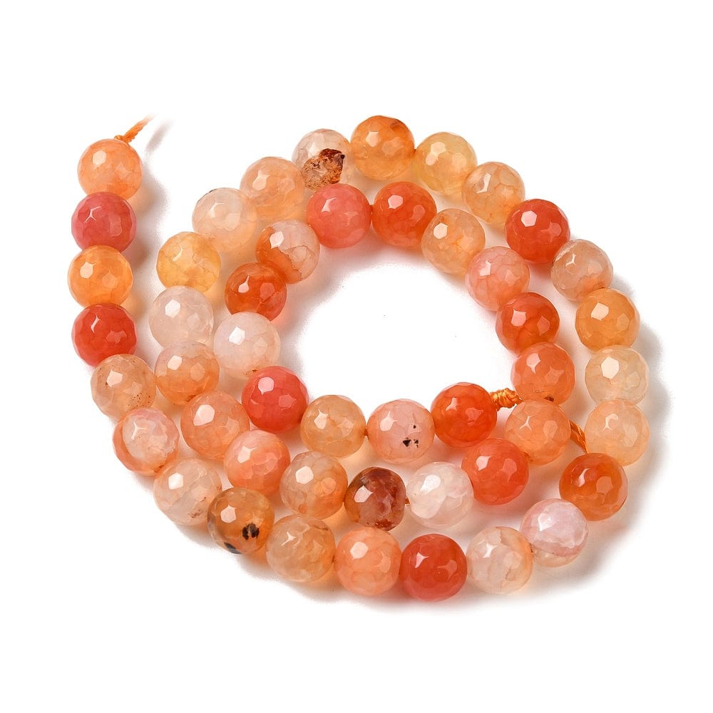 Dragon Vein Agat – Orange, Facetteret (8mm) - Uniq Perler - 154843