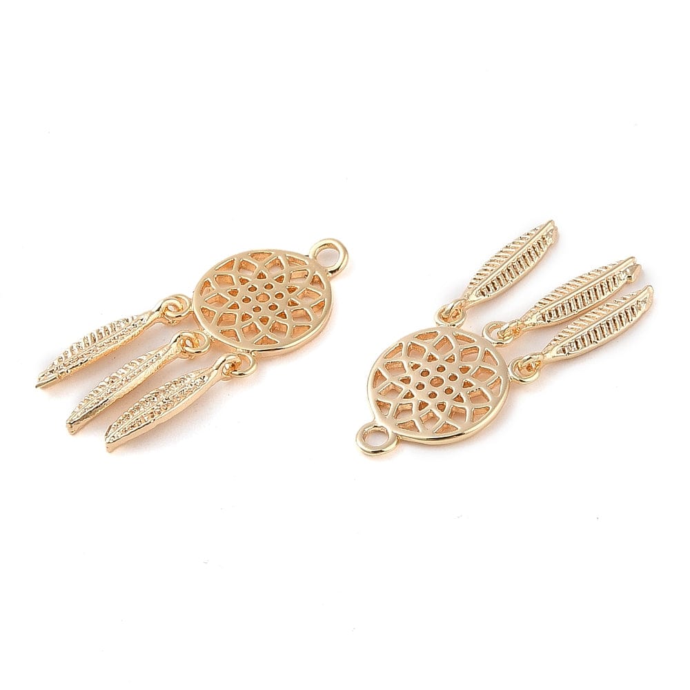 Drømmefanger Vedhæng, forgyldt, (str 25x9 mm) - Uniq Perler - 113162