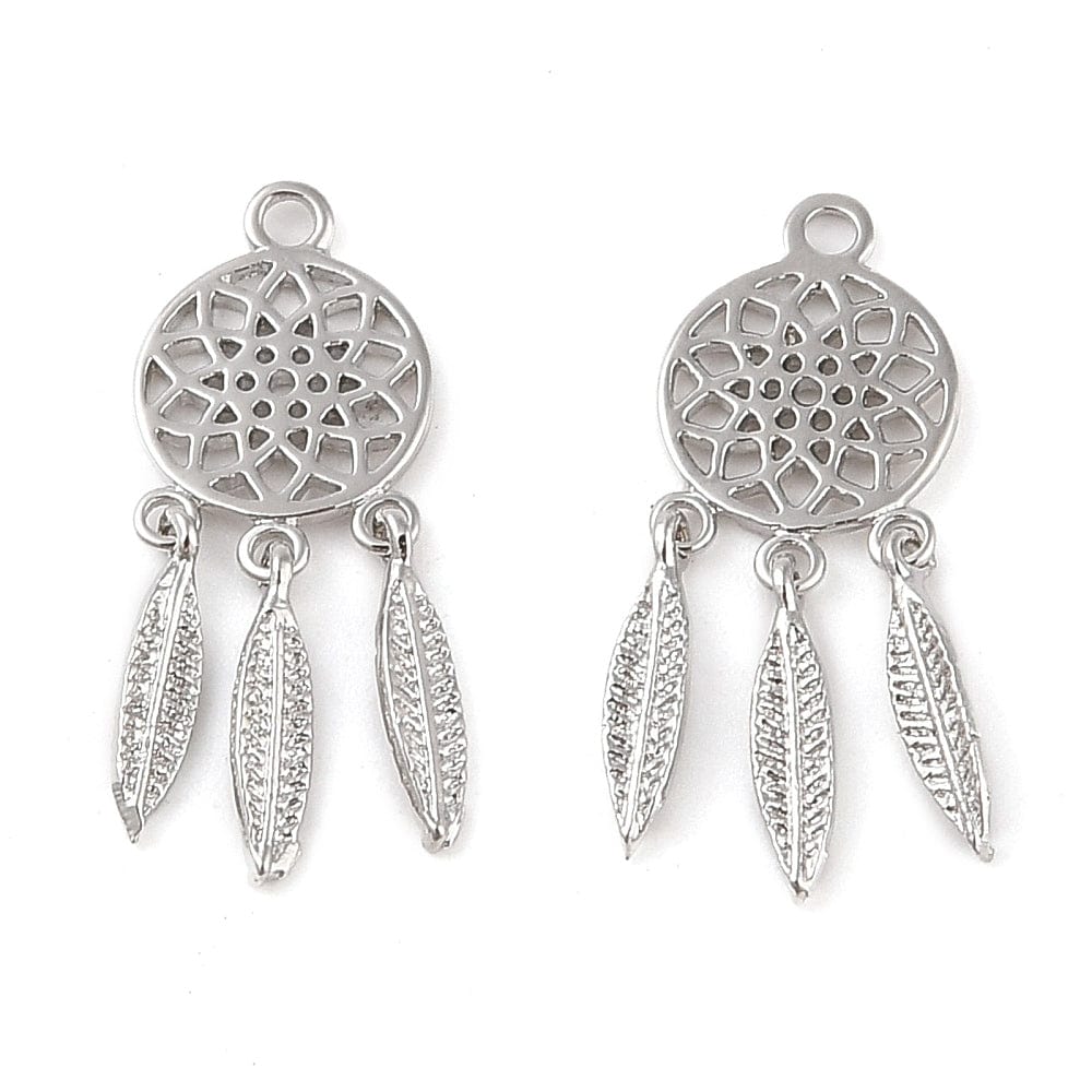 Drømmefanger Vedhæng, Platin Belagt, 25x9mm - Uniq Perler - 113163