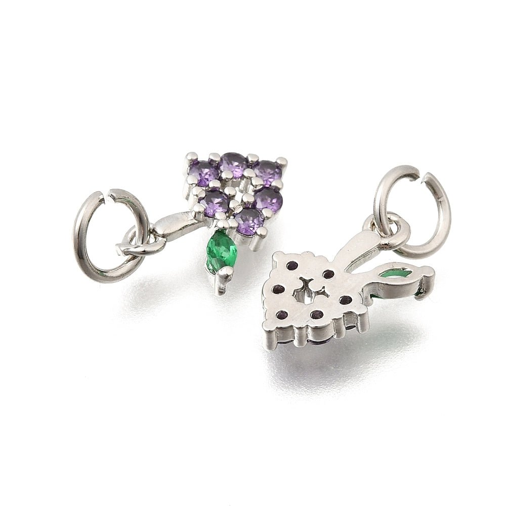 Drue Vedhæng Med Kubiske Zirkonia – Langtidsholdbar Platinbelagt Messing (13x8x2,5mm) - Uniq Perler - 118691