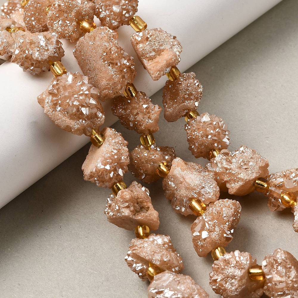 Druzy Agat Perler – Nuggets, Brun (10 - 16x12,5 - 15mm) - Uniq Perler - 117513