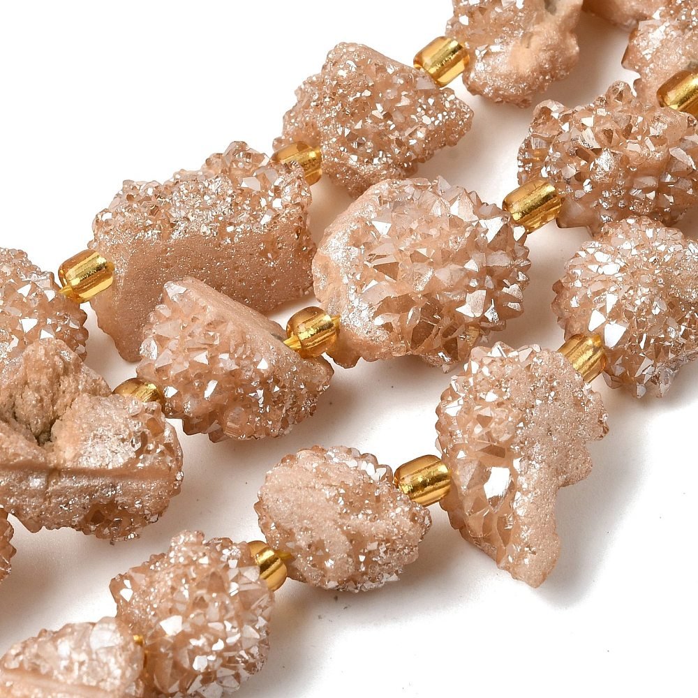 Druzy Agat Perler – Nuggets, Brun (10 - 16x12,5 - 15mm) - Uniq Perler - 117513