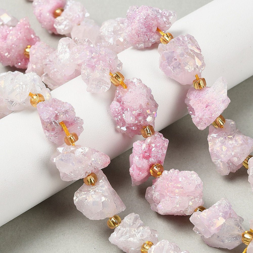 Druzy Agat Perler – Nuggets, Rosa (10 - 16x12,5 - 15mm) - Uniq Perler - 117512