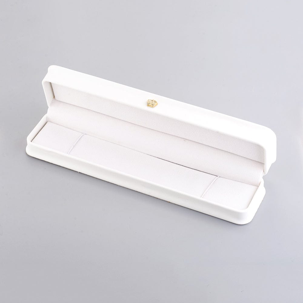 Eksklusiv Aflang Smykkeæske - Hvid (24x5,5x3,9cm) - Uniq Perler - 145602