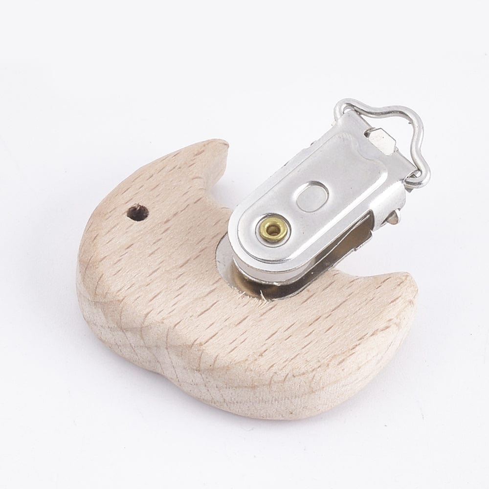 Elefant Sutteholder Med Klips - Træ, (49x41x19mm) 5 Stk - Uniq Perler - 99485483