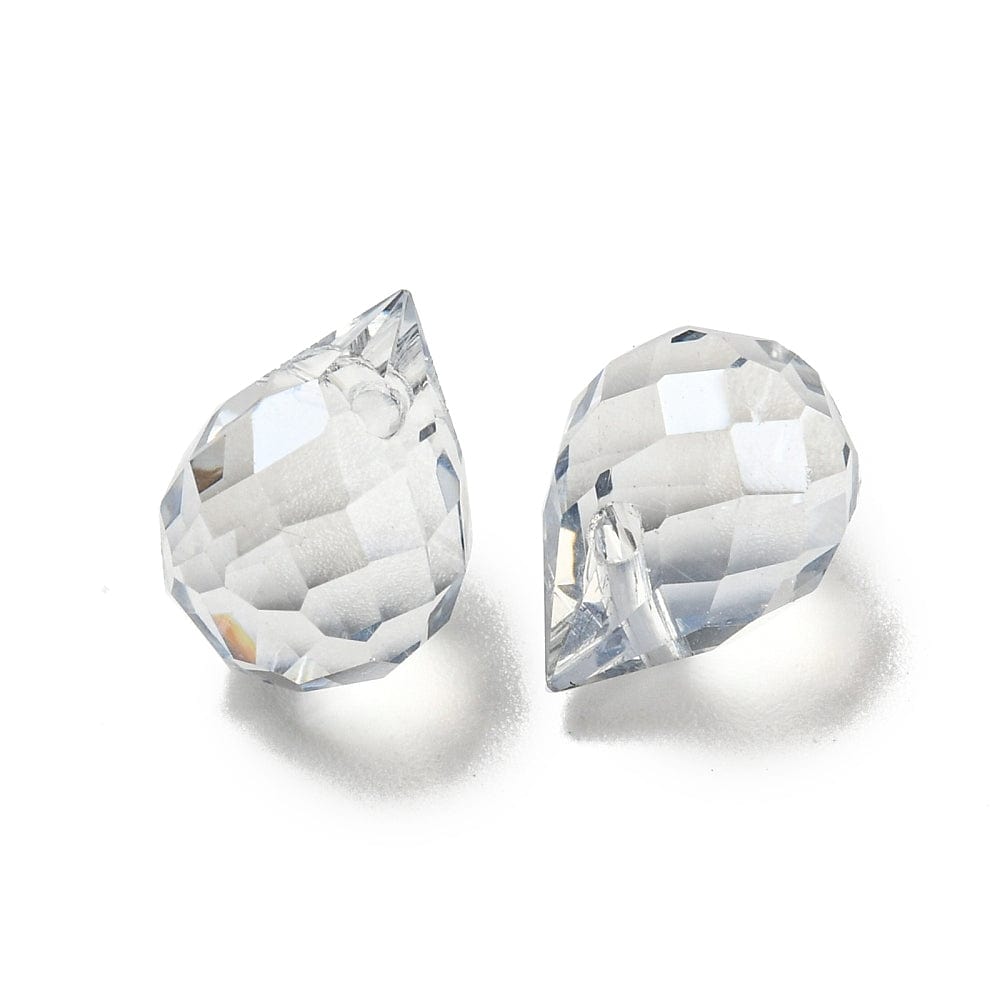 Elektroplated Glas Dråber, Lys Grå, Facetteret, 9,5x8mm, 4 stk. - Uniq Perler - 112728