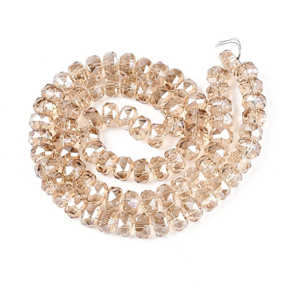 Elektroplatede Glasperler – Facetterede Rondeller, Brun (8x5mm) - Uniq Perler -