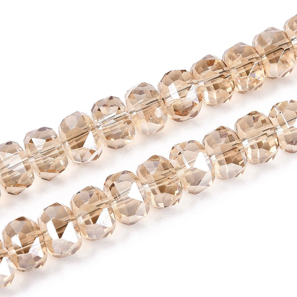 Elektroplatede Glasperler – Facetterede Rondeller, Brun (8x5mm) - Uniq Perler -