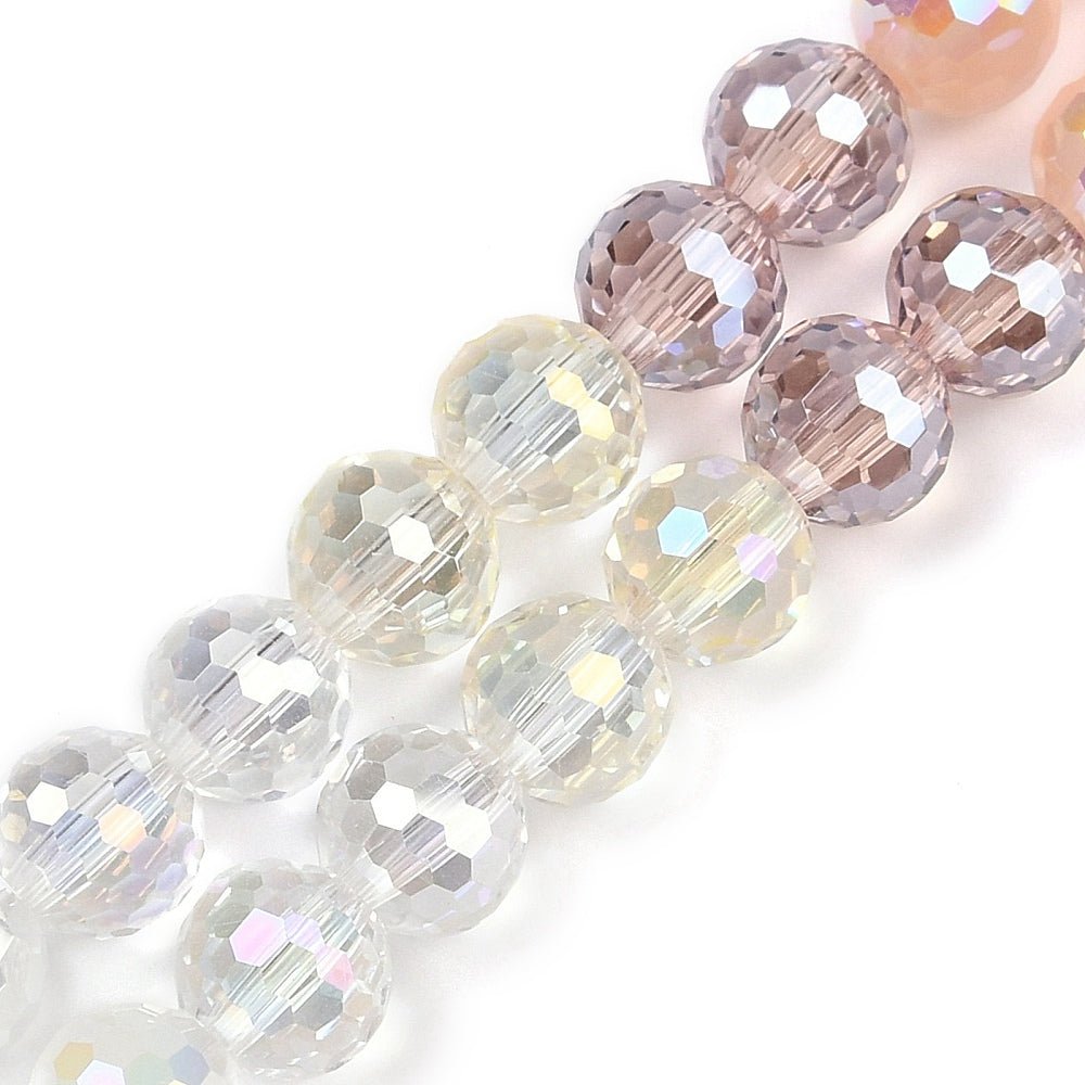 Elektropletterte glassperler – fasetterte runde perler (8 mm) – fargemiks - Uniq Perler -