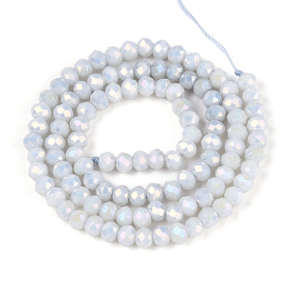 Elektroplatede Glasperler – Grå, Facetteret, Rondel (4,5x3,5mm) - Uniq Perler - 115406