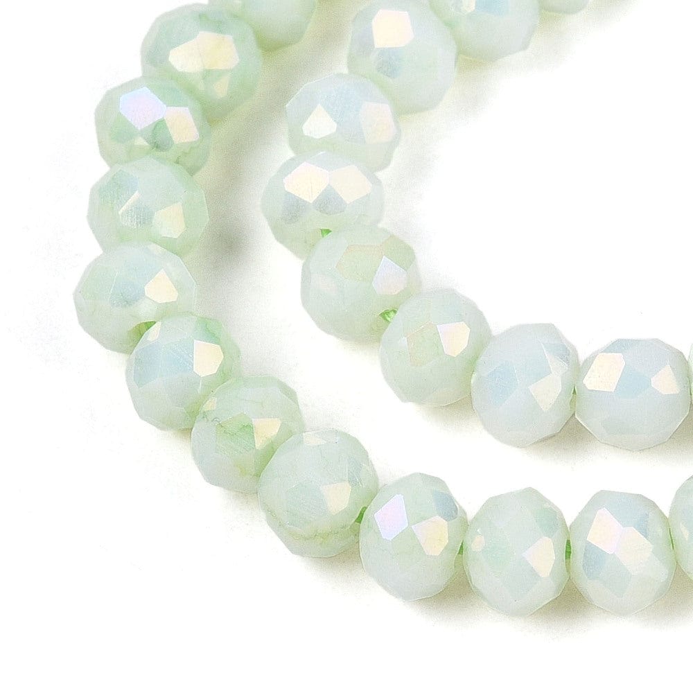 Elektroplatede Glasperler – Grøn, Facetteret, Rondel (4,5x3,5mm) - Uniq Perler - 76932669567092885503880884