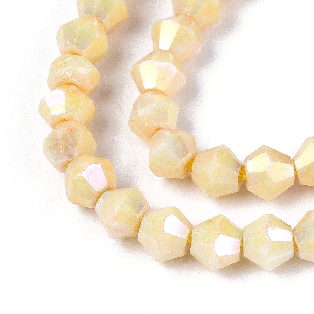 Elektroplatede Glasperler – Gul, Facetteret (4,5x4mm) - Uniq Perler - 49799284