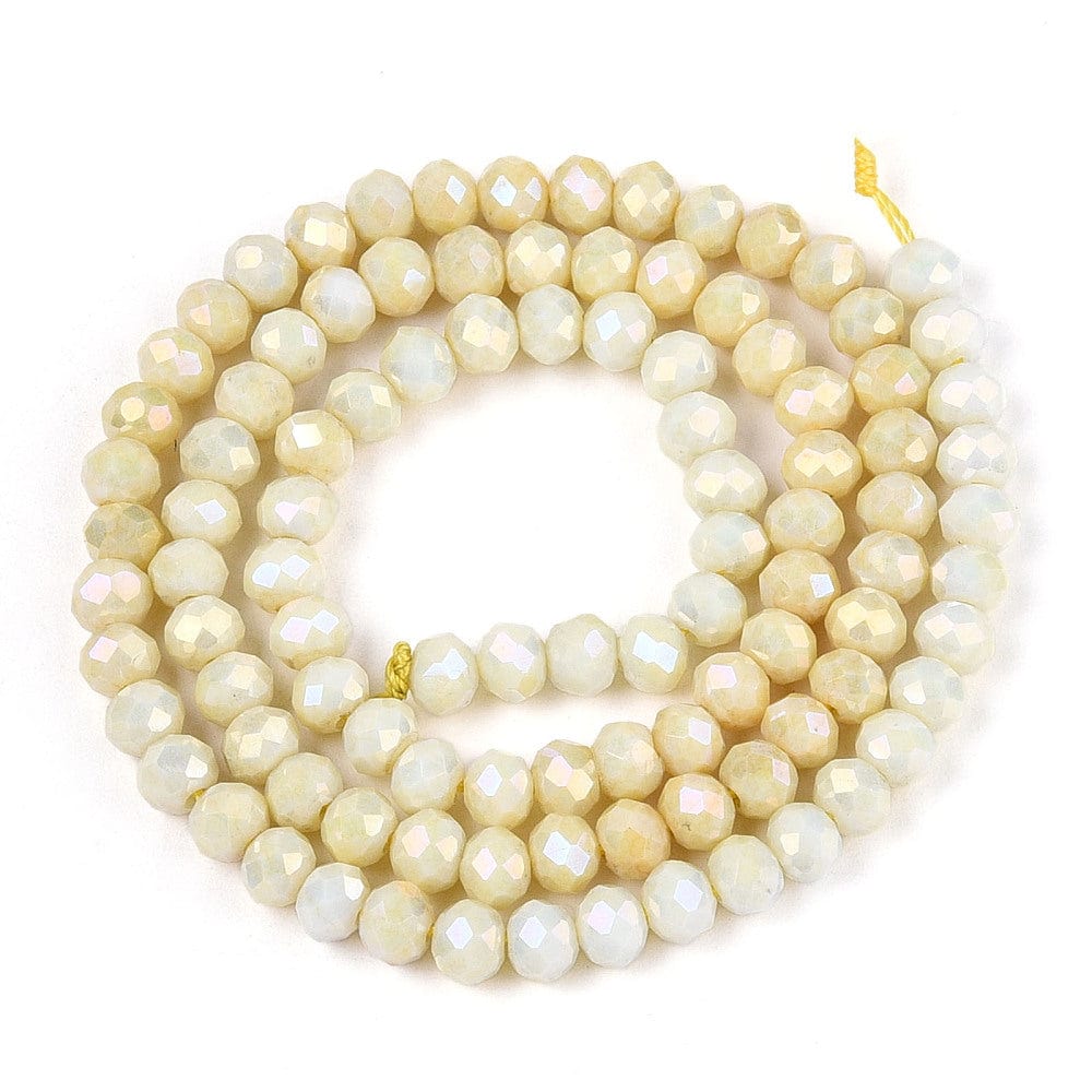 Elektroplatede Glasperler – Gul, Facetteret, Rondel (4,5x3,5mm) - Uniq Perler - 115404