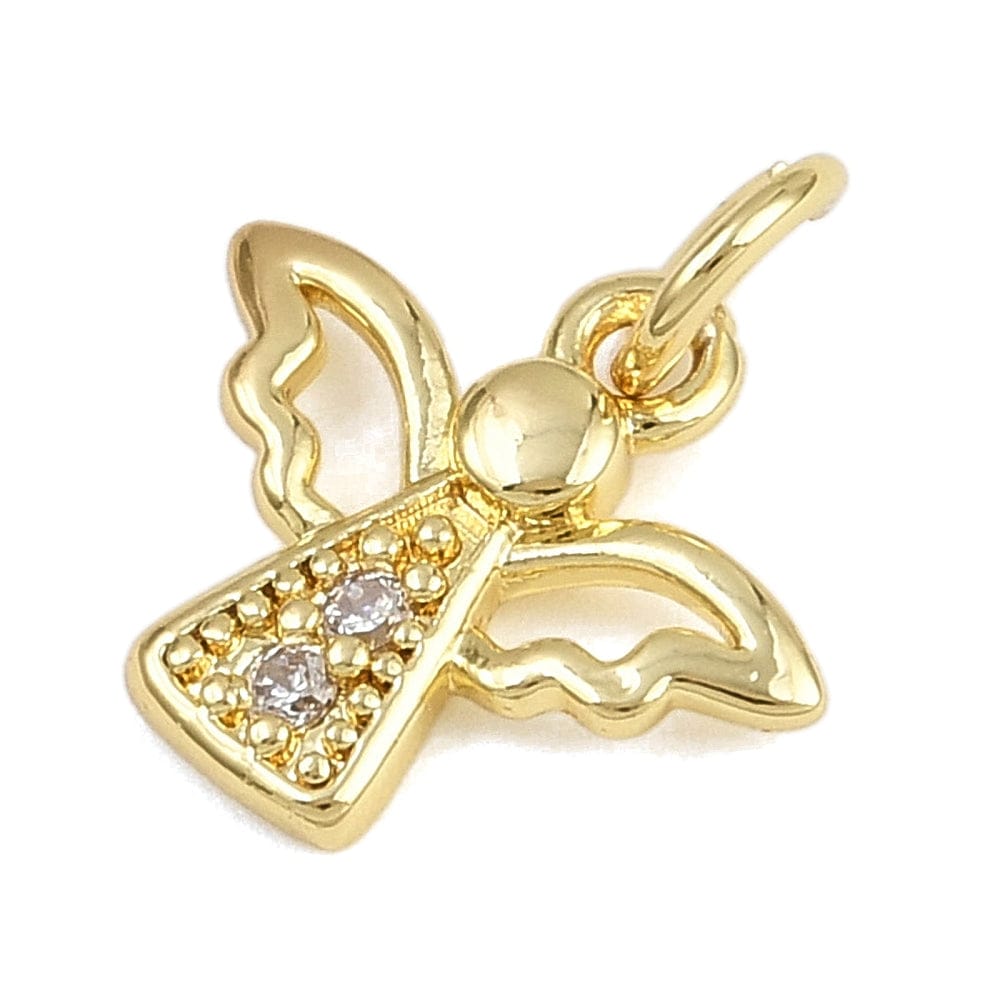 Engel Med Zirkonia - Langtidsholdbar Forgyldt (13x11,5mm) - Uniq Perler - 115809