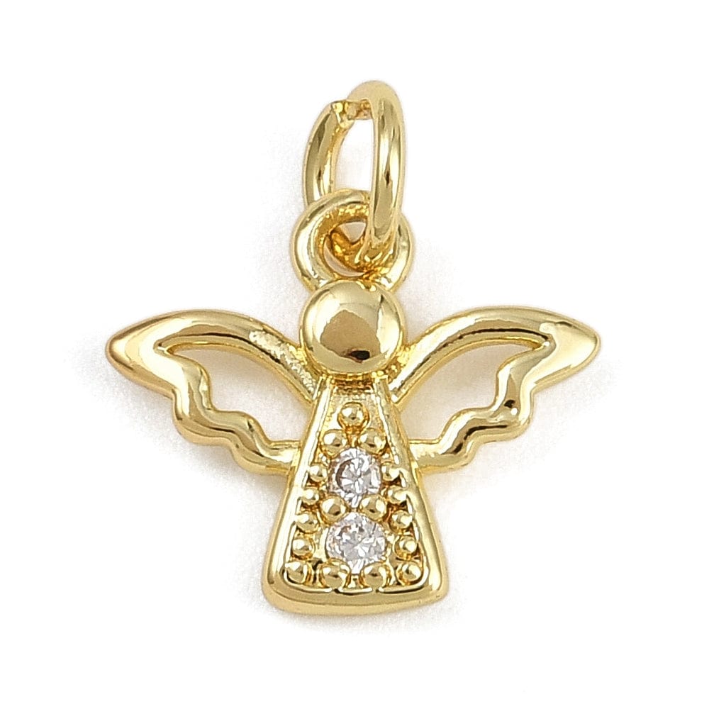 Engel Med Zirkonia - Langtidsholdbar Forgyldt (13x11,5mm) - Uniq Perler - 115809