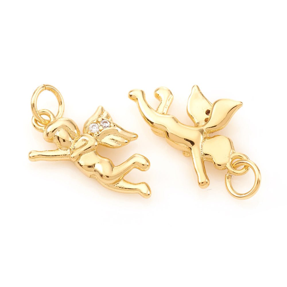 Engle Vedhæng – 18K Forgyldt, Zirkonia (14x9mm) - Uniq Perler -