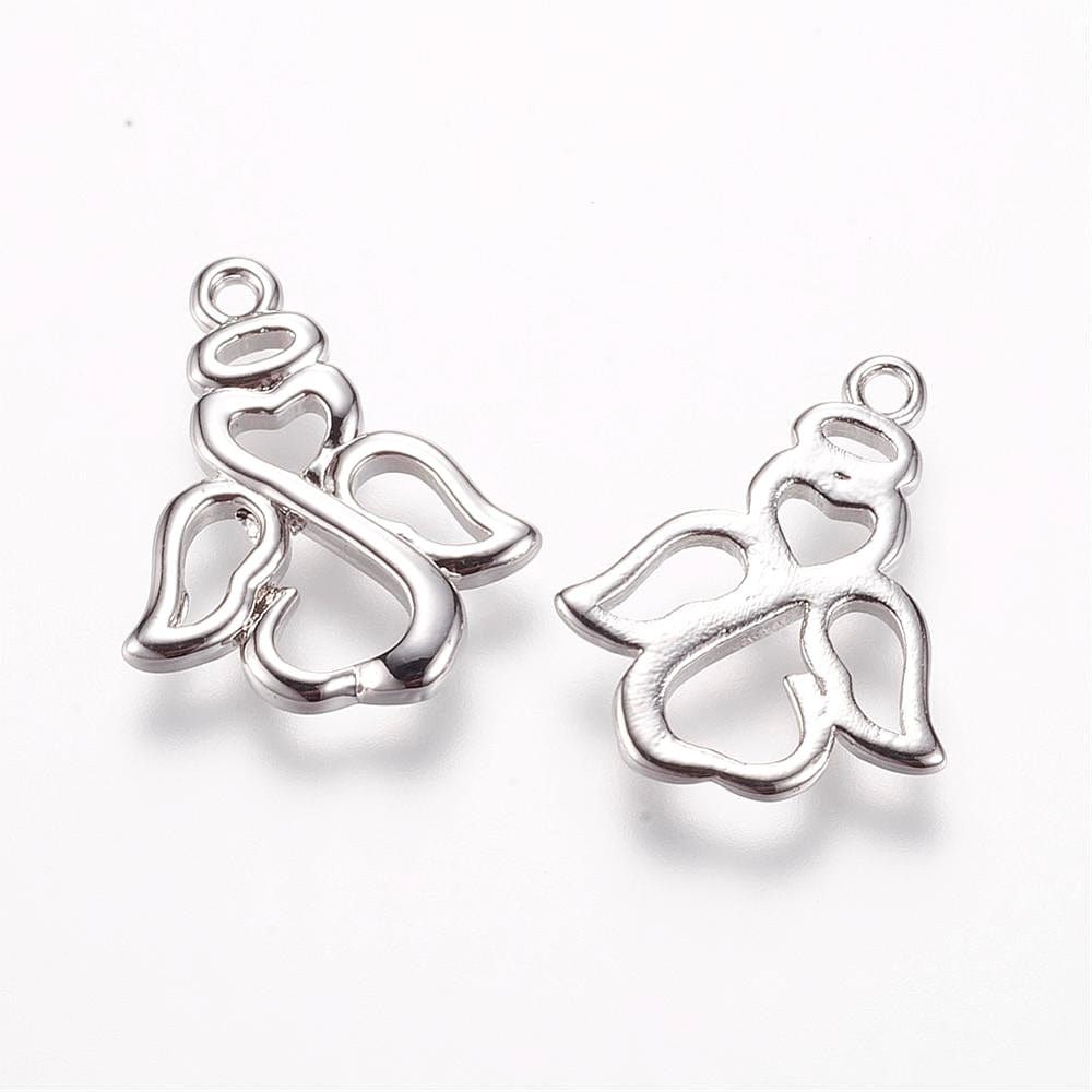 Engle Vedhæng – Platinfarvet Messing (16x14mm, 6 stk) - Uniq Perler - 115959