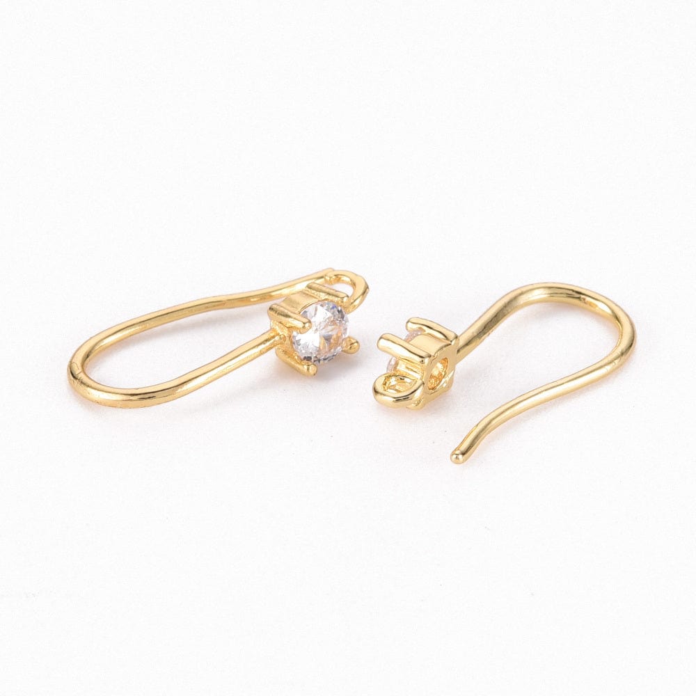 Enkel Ørekroge Med Zirkonia Sten, 18K Forgyldt, (17x3,5mm) - Uniq Perler - 139864