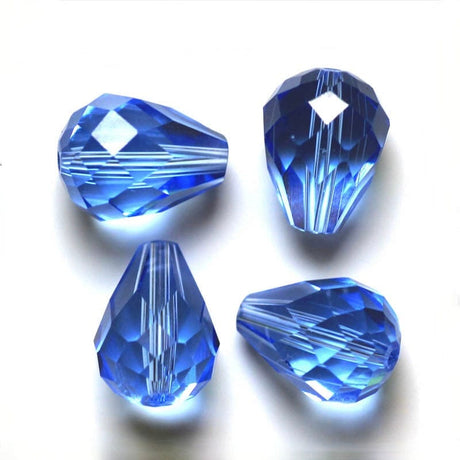 Enkelt perler og sæt Krystal Perler, Austrian Crystal,blå, Dråbeform, 8x10mm, 10 Stk