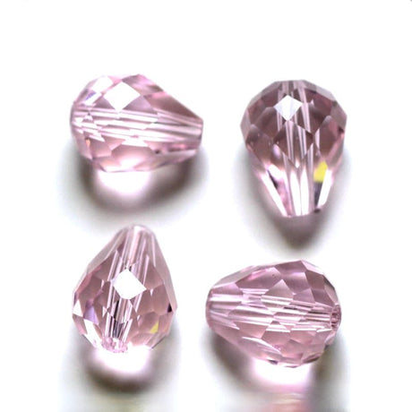 Enkelt perler og sæt Krystal Perler, Austrian Crystal, rosa, Dråbeform, 8x10mm, 10 Stk