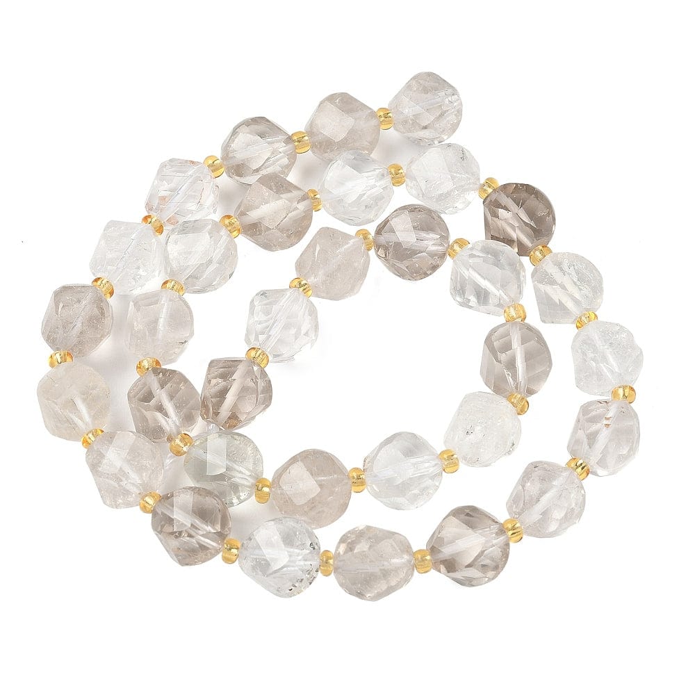 Facetterede Kvarts Perler – Twistformet Klar Krystal (10x9mm) - Uniq Perler - 115771