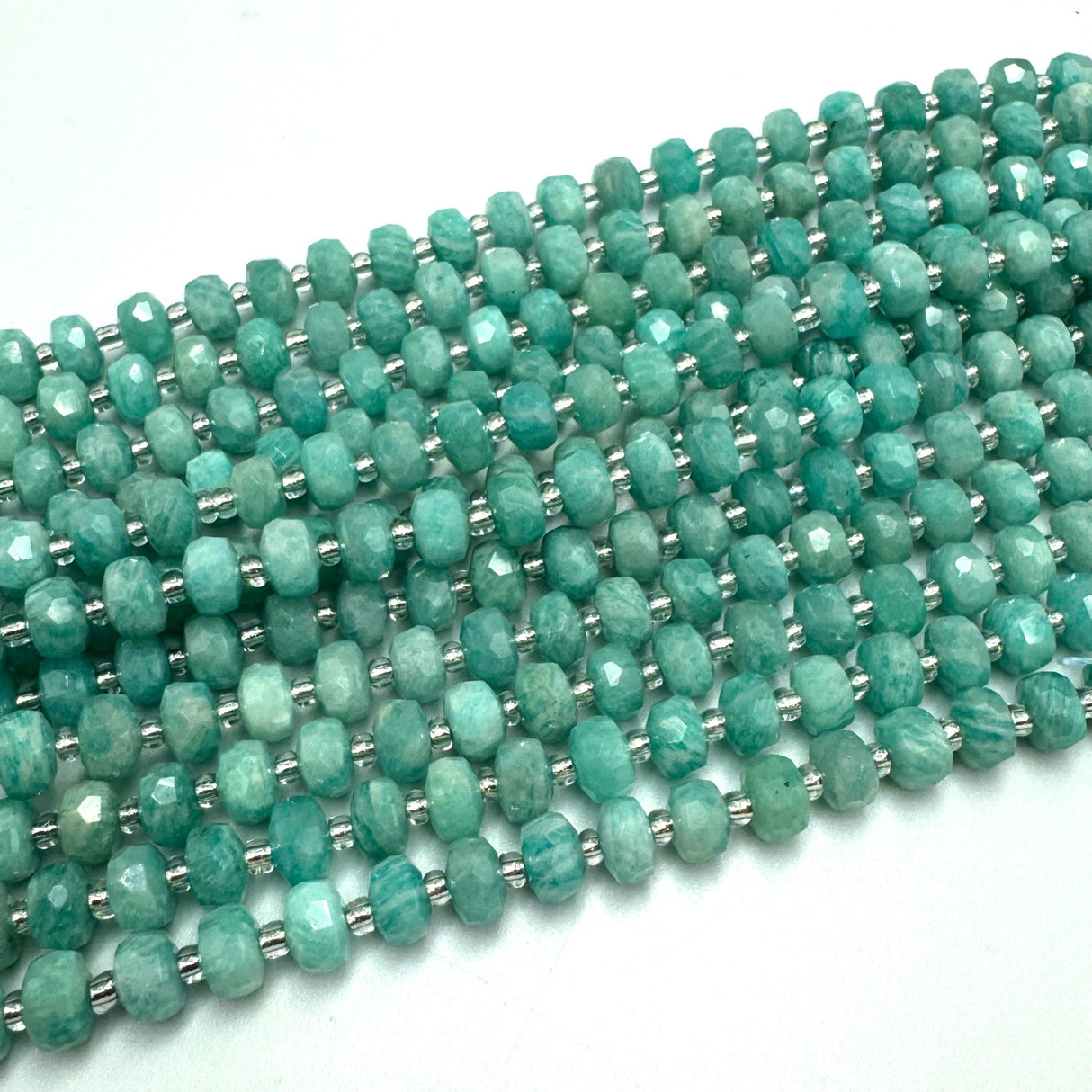 Facetteret Amazonit - Grønblå (6x8mm) - Uniq Perler - 681212