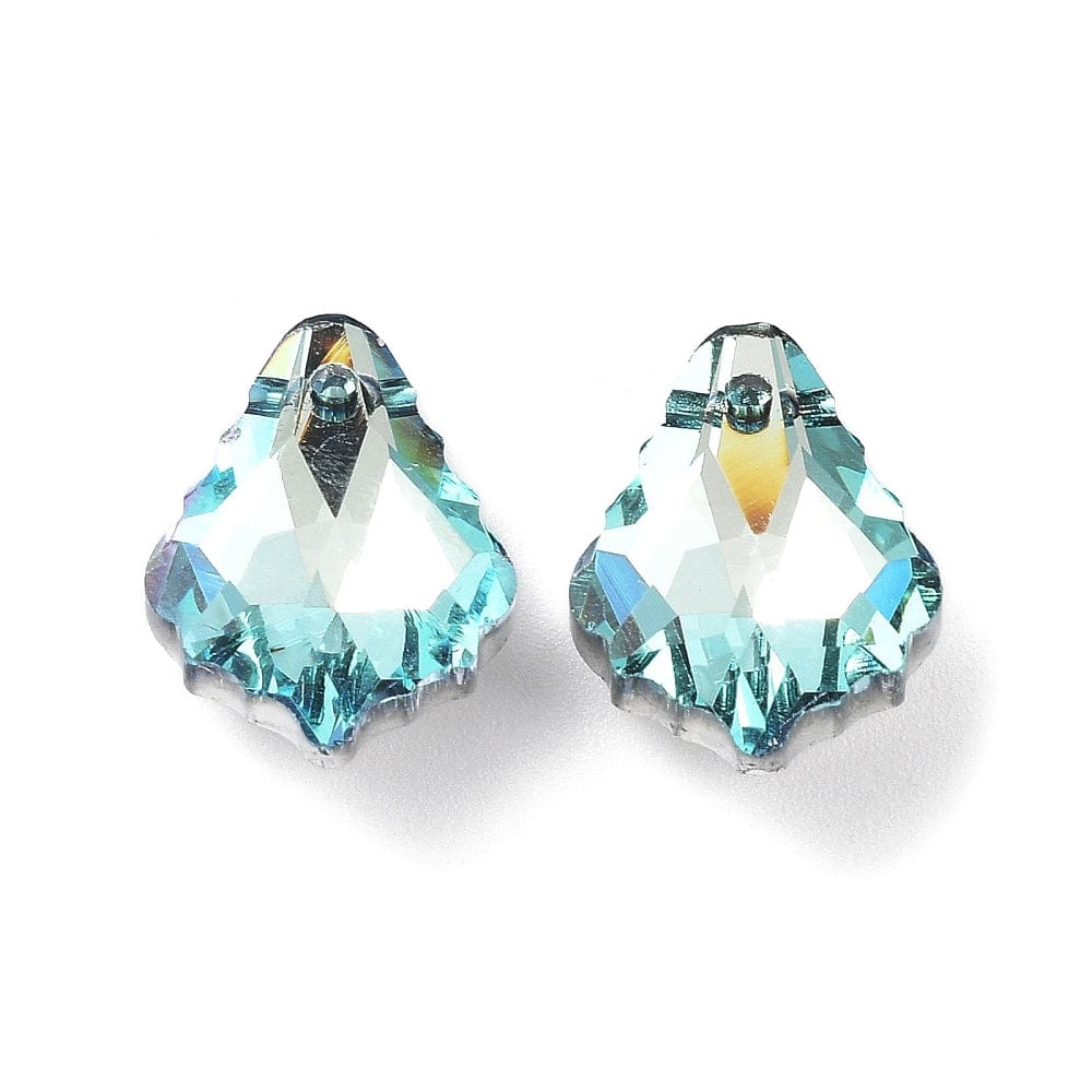 Facetteret Glas Dråbe/Blad, 16x11x6mm, 10 Stk. - Uniq Perler - 111397