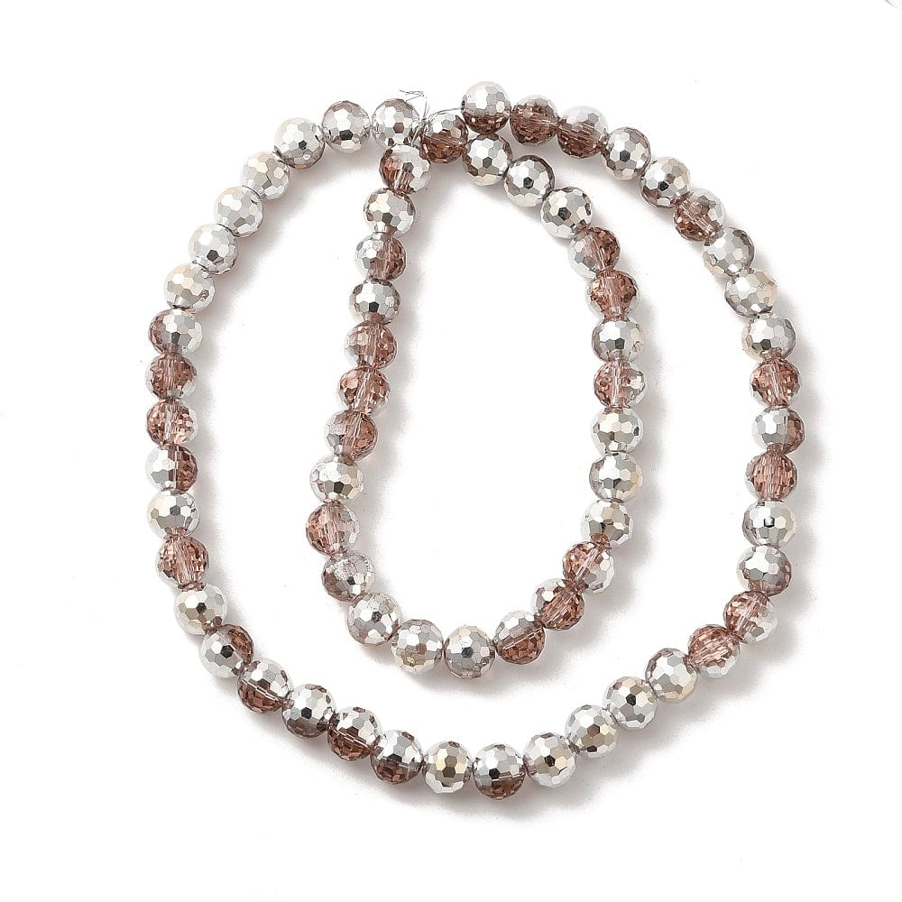 Facetteret Glasperler, Elektroplatede, 8mm - Uniq Perler - 113554