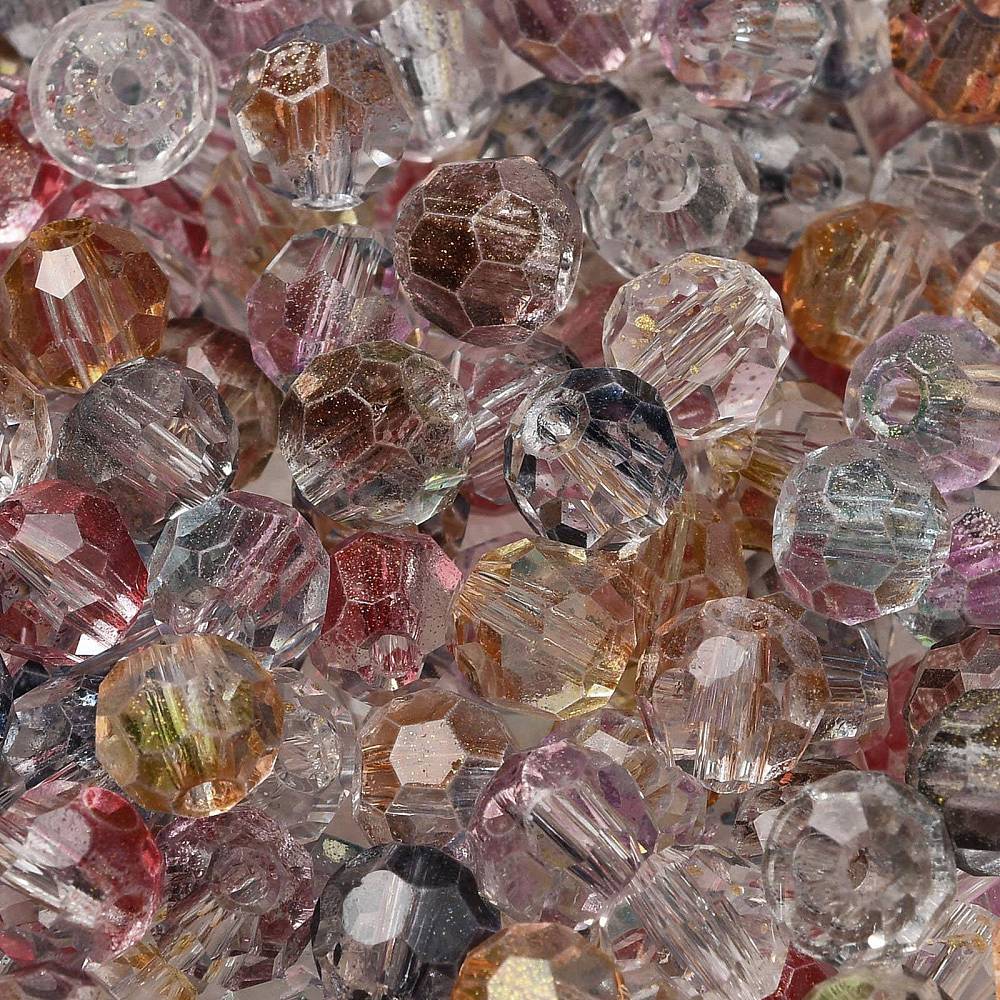 Facetteret Glasperler, Transparent Farve Mix, (6x5,5mm), 20 stk. - Uniq Perler - 113950