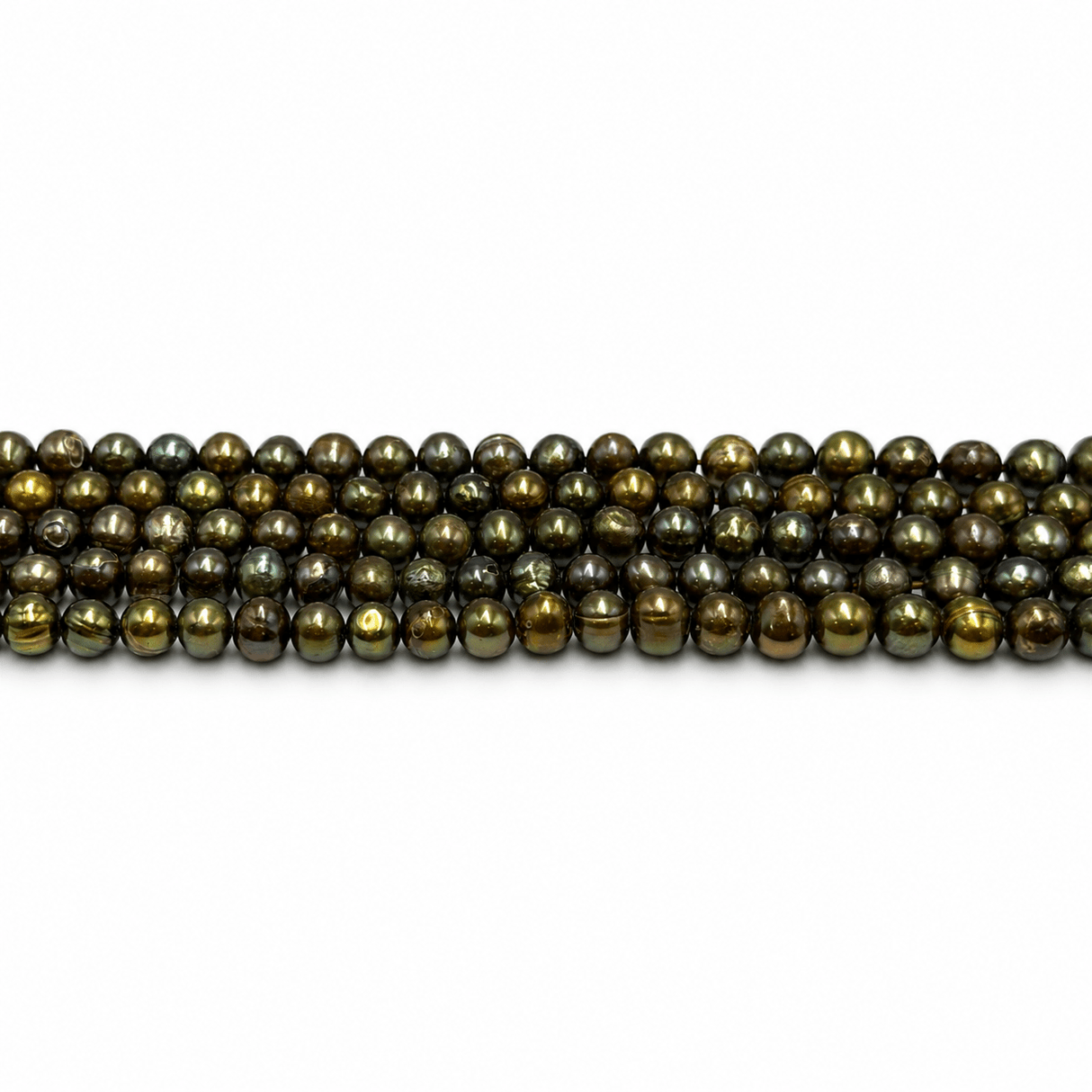 Farvede Ferskvandsperler - Grøn (5-6x5,8mm) - Uniq Perler - 9621111