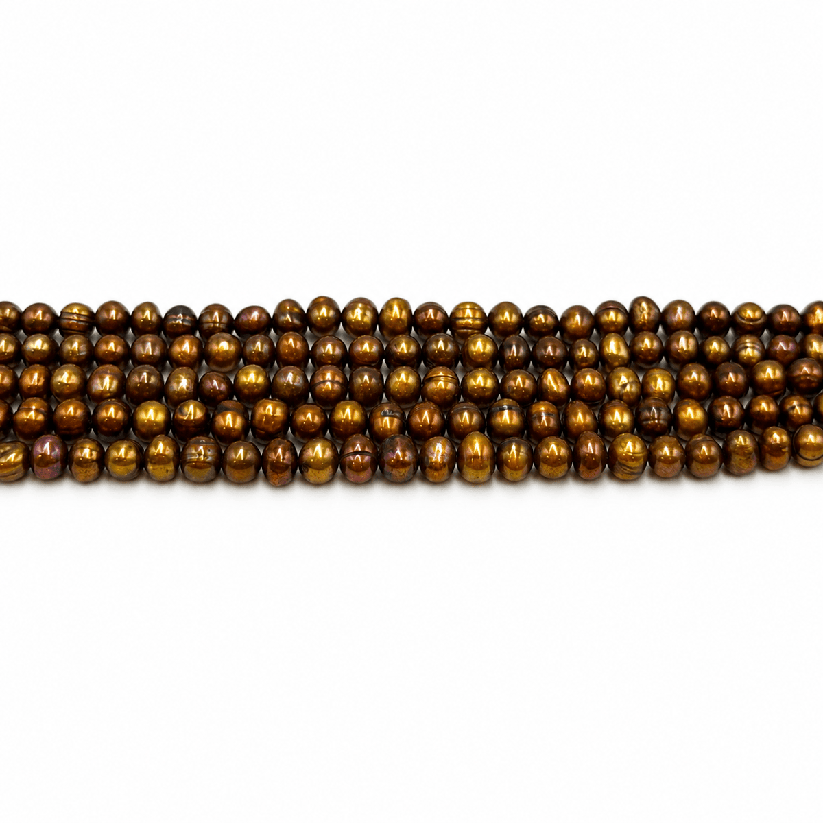 Farvede Ferskvandsperler - Gylden Brun (5,5x6mm) - Uniq Perler - 832933